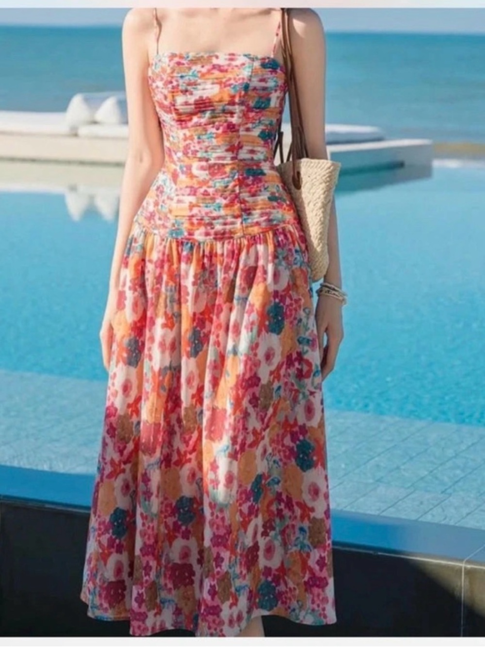 Oasis Pink Multi Floral Strap Midi Dress